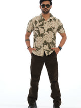 L&C Olive | Relax Fit | Regular Length | Cordroi Dobby Casual Trousers for Men