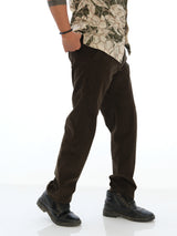 L&C Olive | Relax Fit | Regular Length | Cordroi Dobby Casual Trousers for Men