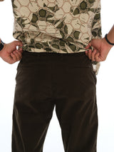 L&C Olive | Relax Fit | Regular Length | Cordroi Dobby Casual Trousers for Men