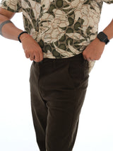 L&C Olive | Relax Fit | Regular Length | Cordroi Dobby Casual Trousers for Men