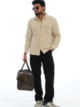 L&C Navy | Relax Fit | Regular Length | Casual Cordroi Dobby Trousers for Men