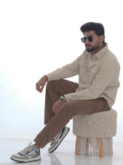 L&C Brown | Relax Fit | Regular Length | Casual Cordroi Trousers for Men | Imported Cordroi Dobby