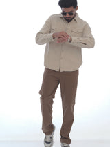 L&C Brown | Relax Fit | Regular Length | Casual Cordroi Trousers for Men | Imported Cordroi Dobby