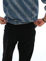 L&C Black | Relax Fit | Regular Length | Casual Trousers For Men | Imported Cordroi Dobby Fabric