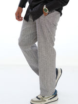 L&C Light Grey | Relax Fit | Regular Length | Casual Lowers for Men with chain on right side pocket| Lined Linen Look | Cotton Blend