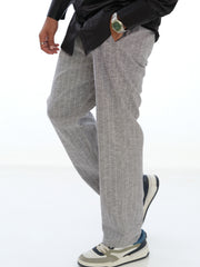 L&C Light Grey | Relax Fit | Regular Length | Casual Lowers for Men with chain on right side pocket| Lined Linen Look | Cotton Blend