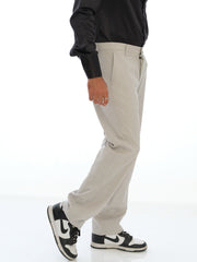 L&C Light Grey | Relax Fit | Regular Length | Casual Trousers For Men | Linen Blend | Linen Slub