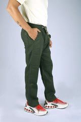 L&C Olive | Relax Fit | Double Cloth Cotton Blend Fabric |  Casual Lowers for Men