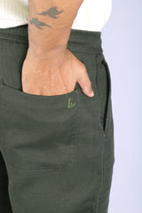 L&C Olive | Relax Fit | Double Cloth Cotton Blend Fabric |  Casual Lowers for Men