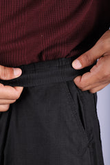 L&C Black | Linen Blend | Relax Fit | Checked Dobby Lowers