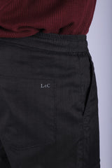 L&C Black | Linen Blend | Relax Fit | Checked Dobby Lowers