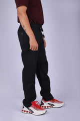 L&C Black | Relax Fit | Double Cloth Cotton Blend Fabric | Casual Lowers for Men