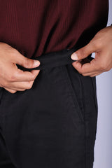 L&C Black | Relax Fit | Double Cloth Cotton Blend Fabric | Casual Lowers for Men