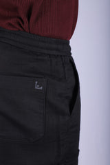 L&C Black | Relax Fit | Double Cloth Cotton Blend Fabric | Casual Lowers for Men