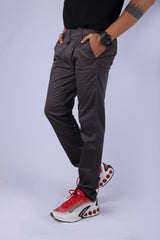 L&C Grey| Cotton Shelf Dobby| Narrow Fit| Side Elasticated Casual Trousers for Men