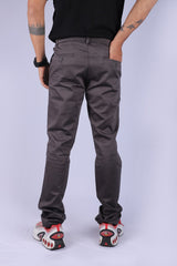 L&C Grey| Cotton Shelf Dobby| Narrow Fit| Side Elasticated Casual Trousers for Men