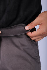 L&C Grey| Cotton Shelf Dobby| Narrow Fit| Side Elasticated Casual Trousers for Men
