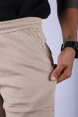 L&C Beige | Relax Fit | Double Cloth Cotton Blend Fabric | Casual Lowers for Men