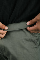 L&C Olive| Cotton Shelf Dobby| Narrow Fit| Side Elasticated Casual Trousers for Men