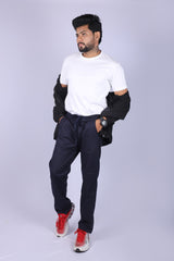 L&C Navy | Linen Blend | Checked Dobby | Relax Fit | Casual Lowers