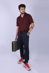 L&C Navy | Relax Fit | Double Cloth Cotton Blend Fabric | Casual Lowers for Men