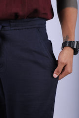 L&C Navy | Relax Fit | Double Cloth Cotton Blend Fabric | Casual Lowers for Men