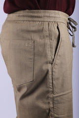 L&C Khaki | Linen Blend | Checked Dobby| Relax Fit Casual Lowers for Men