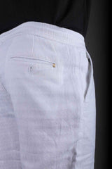 L&C White | Relax Fit | Jacquard Print | Cotton Blend | Casual Lowers with chain on right side pocket