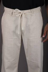 L&C Beige | Relax Fit | Linen Blend | Lined | Casual Lowers for Men