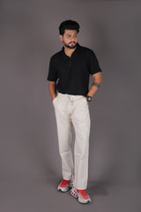 L&C Beige | Linen Blend | Relax Fit | Checked Dobby Lowers