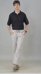 L&C Beige Relax Fit Ankle Length Casual Lowers For Men | Linen Blend | Breathable Comfort