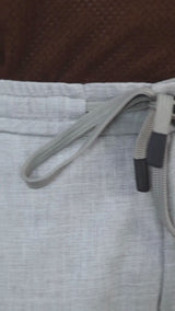 L&C Light Grey Relax Fit Casual Ankle Length Linen Blend Lowers for Men
