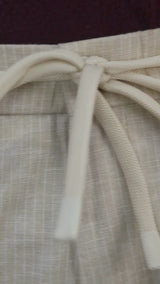 L&C Beige Relax Fit Ankle Length Casual Lowers for Men | Linen Blend | Comfortable Lounge Wear